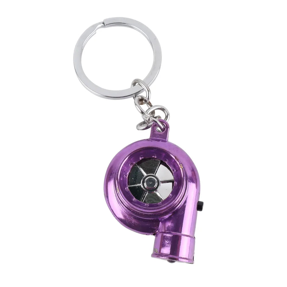 LED Mini Turbo Sound Turbocharger Keychain Spinning Turbine Key Chain Ring Keyring Keyfob Car Keyring Car Interior Accessories