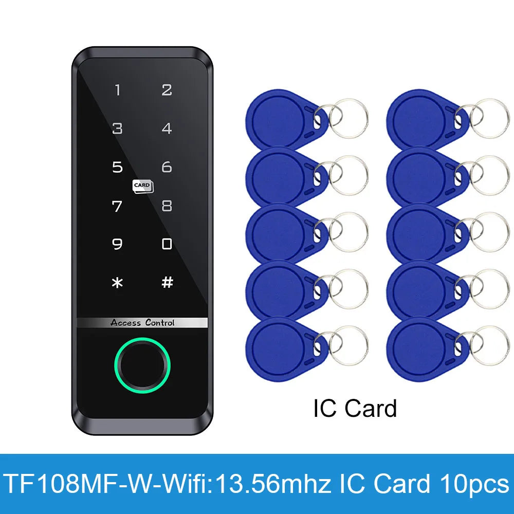 WIFI TUYA App Biometric Fingerprint Access Controller Keypad IP66 Waterproof RFID IC Card Standalone Door Access Control System