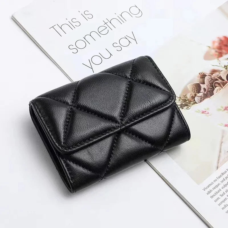 Luxury Brand Leather Wallet Sheepskin Slim Mini Handheld Bag for Women Card Holder Credential Holder Card Wallet Purse