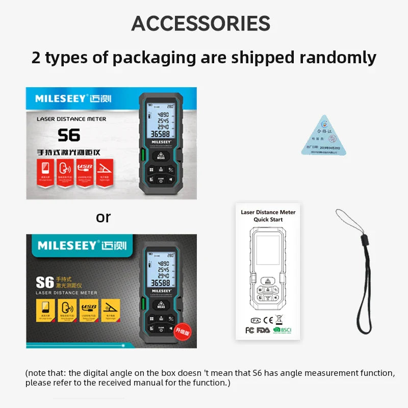 Mileseey S6 Laser Distance Meter 40m/120m, Rangefinder with Level Bubble , LCD Display with Backlit, Measure Tools for Home