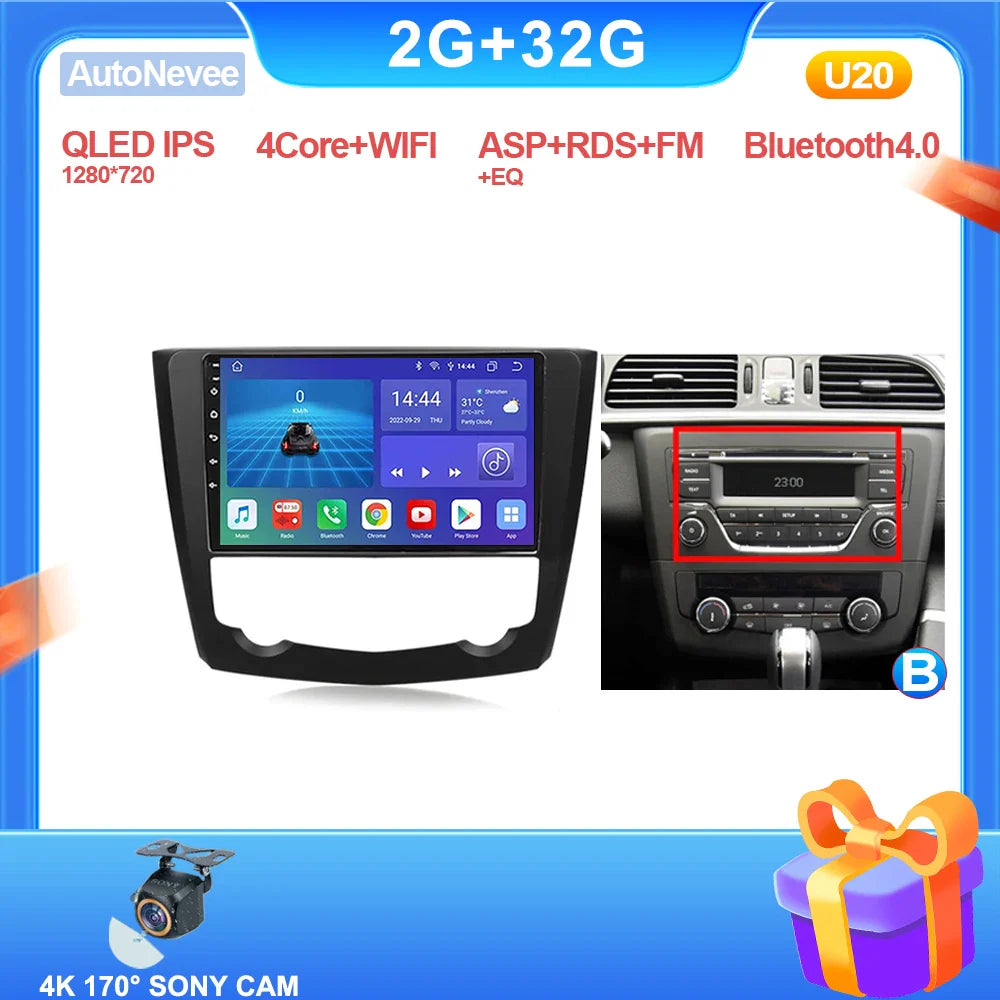 9 Inch Carplay Android Radio For RENAULT KADJAR 2015 - 2019 Intelligent System 8 core Multimedia Player Touch Screen 5G Display