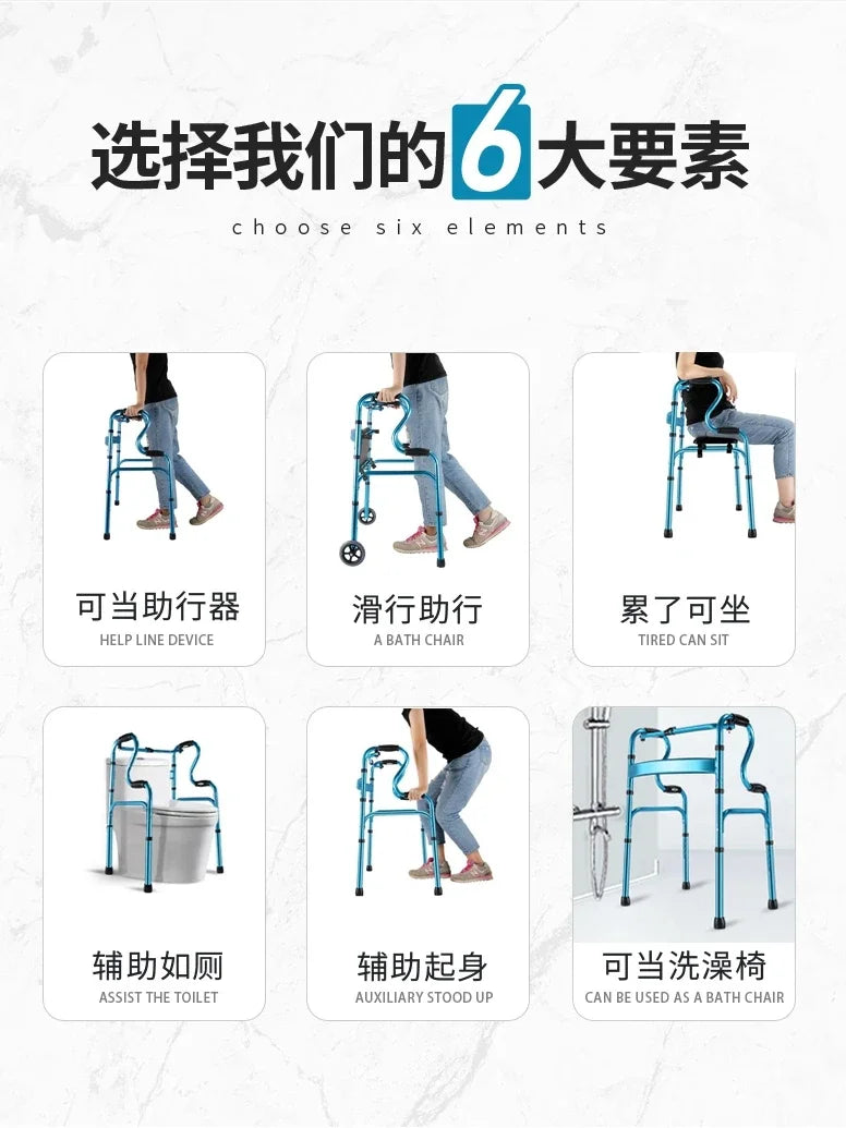 Four-Legged Aluminum Alloy Crutches for Elderly Anti-Skid Mobility Aids Durable Walking Stick for Fracture Support