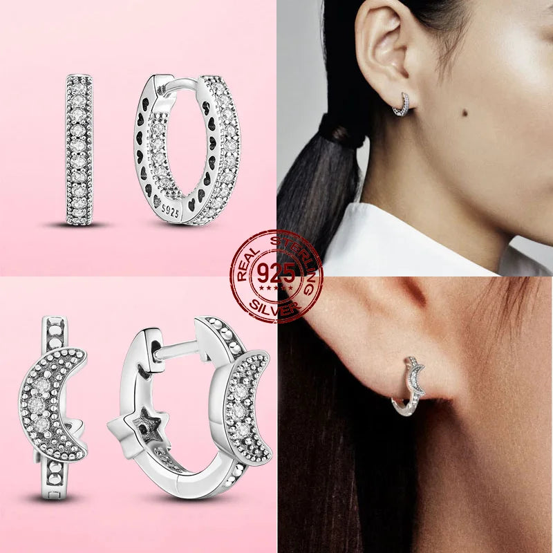 Earrings 925 Silver Asymmetrical Heart Hoop Earrings for Women Fashion Trendy Sterling Silver 925 Earring Original Jewelry Gift