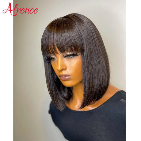 Wig With Bangs Fringe Wigs Human Hair Wig For Women Brazilian 100%Human Hair Sale Bangs Wig Full Machine Made Remy Hair Glueless