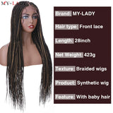 My-Lady 28inch Synthetic Braided Wigs Senegalese Twist Lace Front Wig Knotless Frontal Lace Wigs Braids Hair For African Women