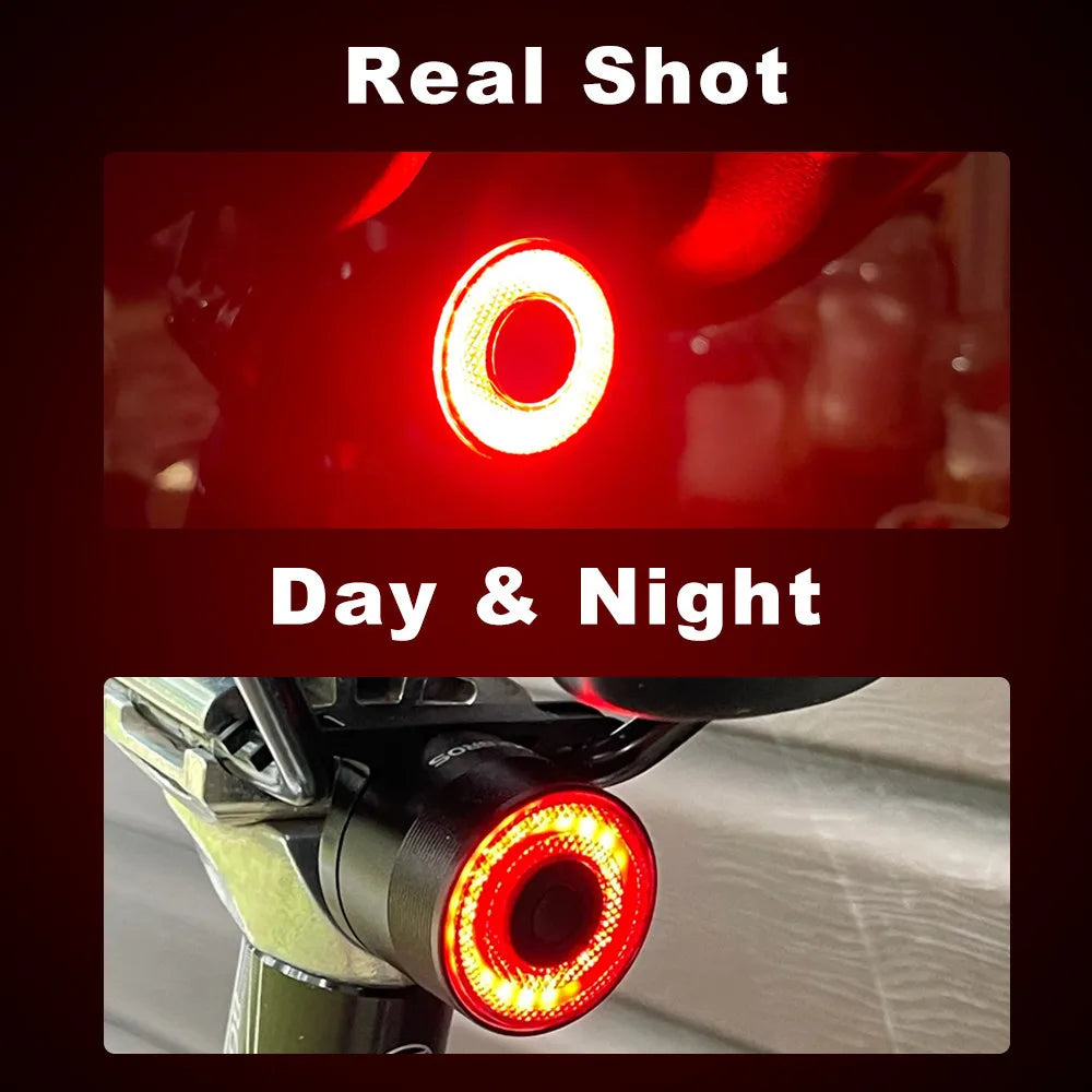 MEROCA Waterproof  Bicycle Smart Sensor Brake Taillights WR15 WR25 MTB Light Rechargeable Night Cycling Safety Rear Light