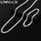 Fashion original 6MM geometric chain man 925 Sterling Silver bracelet neckalces for women luxury Party wedding jewelry sets