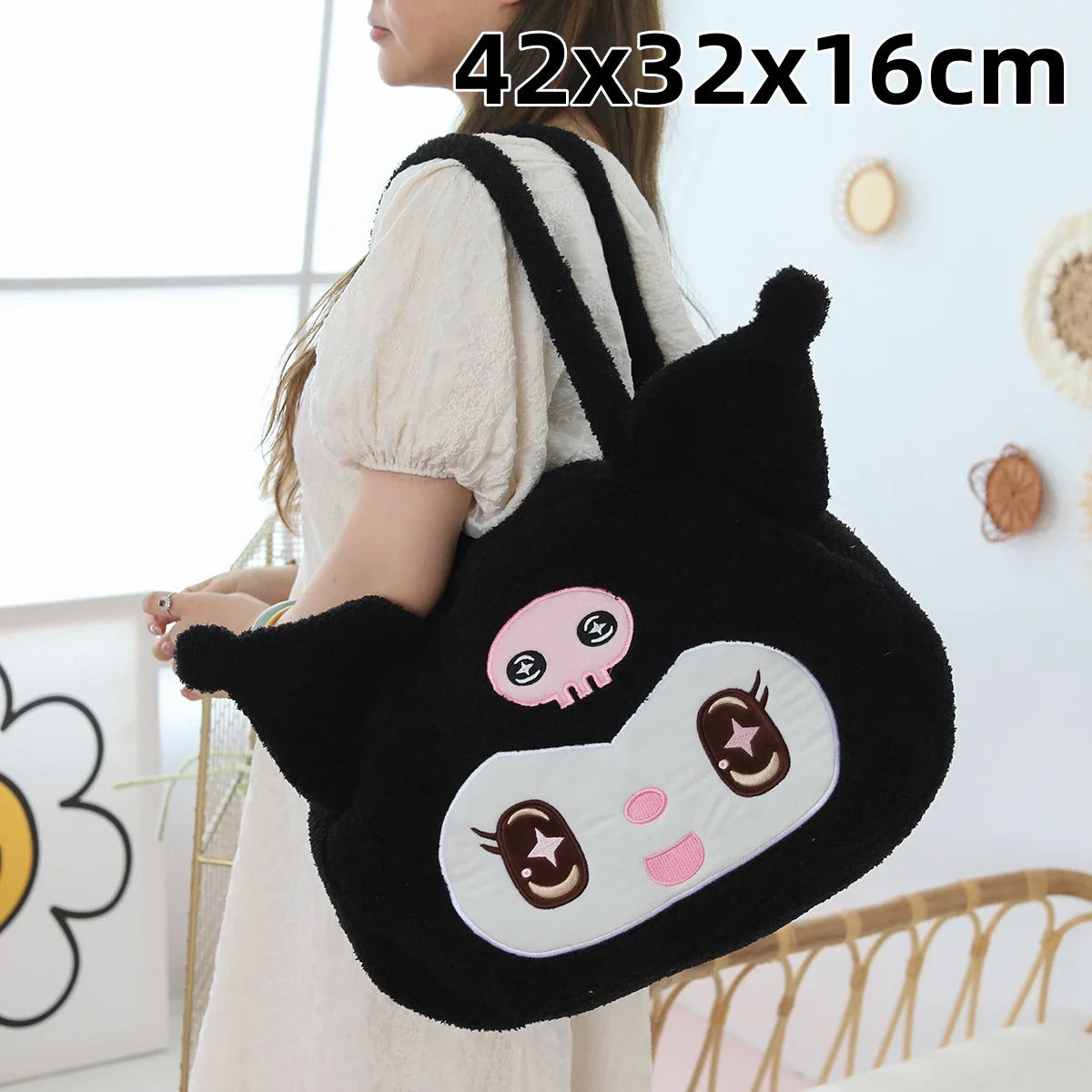 Sanrio Cute My Melody Shoulder Bag Japanese Kuromi Lovely Plush Bag Lolita Messenger Bag for Girl Travelling Bag Birthday Gifts