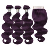 Dark Purple Cheap Body Wave Bundles With Closure 4x4 5x5 HD Lace Closure Frontal With 3/4 Bundles Remy Hair Swiss Lace Closure