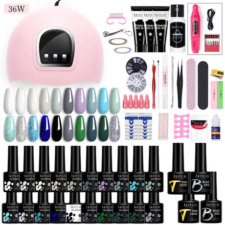 LILYCUTE Manicure Set For Quick Nail Extensions Gel Nail Polish With UV LED Nail Lamp Electric Nail Drill All For Nail Gel Tools