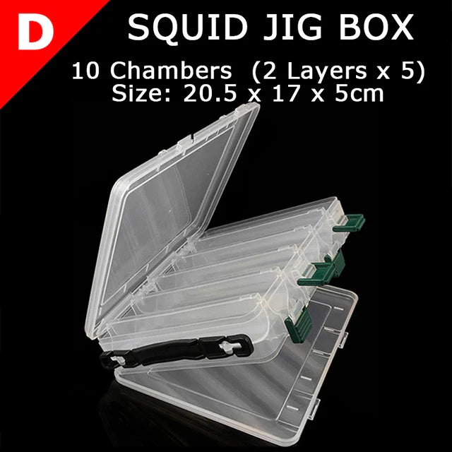 1PC Fishing Accessories Plastic Fishing Lure Box / Squid Jig Box Fishing Tackle Case EGI / Bass