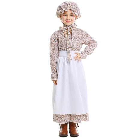 Kids Maid Dress Cosplay Kid Girl Fancy Pastoral Dress Grandmother Costume Colonial Stage Performance Halloween Carnival Costumes