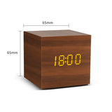 Modern Wooden Led Smart Alarm Clocks For Bedrooms Bedside Table Square Voice Control Desktop Digital Clock For Room