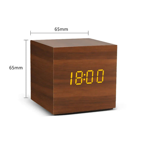 Modern Wooden Led Smart Alarm Clocks For Bedrooms Bedside Table Square Voice Control Desktop Digital Clock For Room