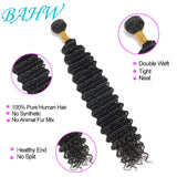 12A Brazilian Deep Wave Human Hair Weave Extensions 3/4 Bundles with 13X4 Lace Frontal Deep Wave Bundles With Lace Frontal