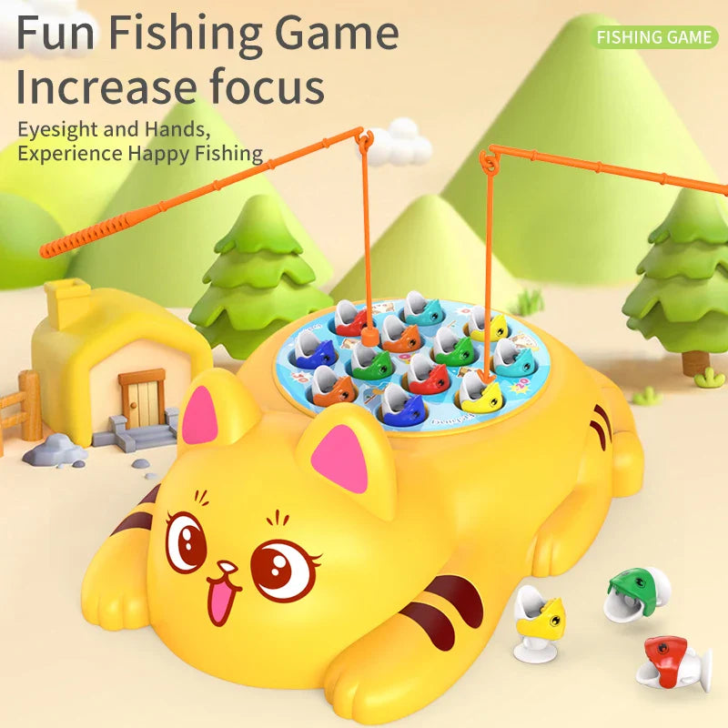 Cute Orange Cat Yellow Cat Fishing Plate Magnetic Fishing Without Battery Parent-child Interaction to Develop Intelligence