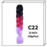 24Inch Synthetic Long Jumbo Ombre Braiding Hair For Women Colorful Braids 100g Rainbow Hair Gray Black Orange Red Yellow Blue