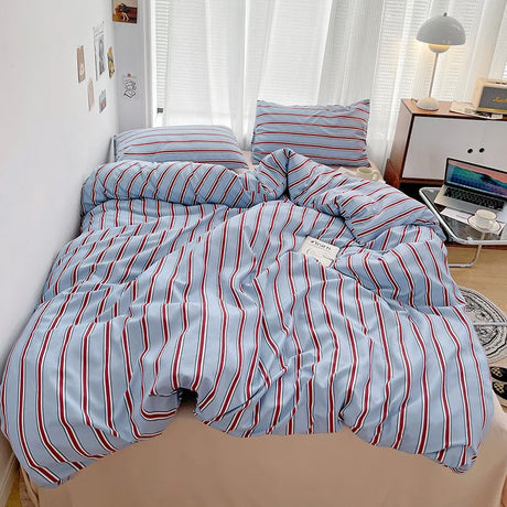 3PCS Bedding Set Nordic Colorful Striped Printing Duvet Cover And Sheet  Adult Single Double Queen Comforter Sets 200x230cm