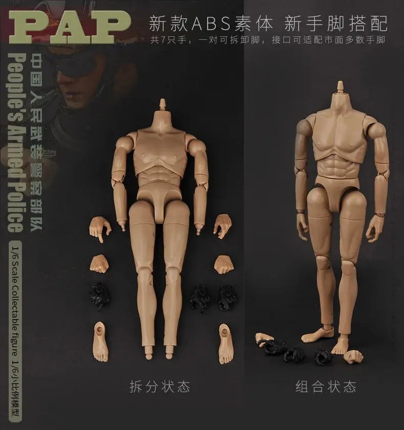 KADHOBBY 1/6 SWAT Set Army Chinese WU Police Multi-joint Movable PVC Military Model 12Inch Male Soldier Action Figure Body Dolls