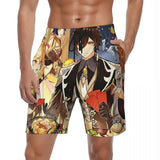 Genshin Impact Board Shorts Summer Anime Print Running Beach Short Pants Men Breathable Classic Custom Large Size Beach Trunks