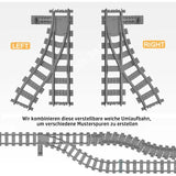 City Train Track Building Block Set 100PCS Soft Straight Curve Flexible Switch Railway Tracks Rails DIY Toys For Boys