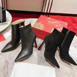 Luxury Designer High Quality Women's Boots Genuine Leather Outsole Red Sole Shoes Hardware Chain Sexy Fashion Shoes 2024 NEW