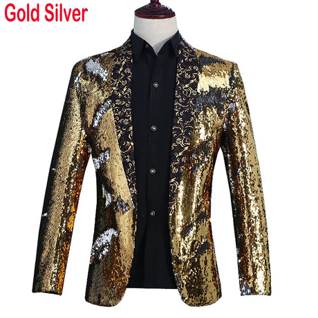 Shiny Green Sequins Bling Glitter Blazer Men 2023 Shawl Collar One Button Tuxedo Suits&Blazer Mens Wedding Party Stage Costumes