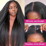 Kinky Straight 4x4 HD Transparent Lace Front Human Hair Wigs Glueless Wear And Go Kinky Straight Human Hair Wigs For Beginners