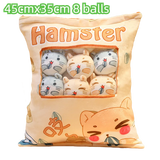 Cartoon Ramen Puff Cookie Bag Bubble Tea Plush Pillow Stuffed Kawaii Animals Axolotl Yellow Duck Bat Bunny Small Balls Candy Bag