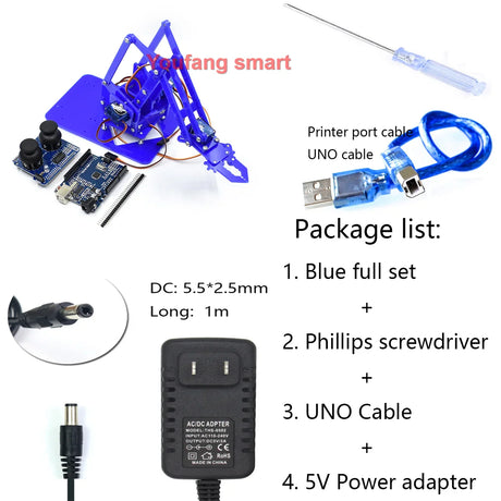 SG90 4 DOF Unassembly Acrylic Mechanical Arm Bracket Robotic Manipulator Claw For Arduino UNO Learning DIY Kit Programmable Toys