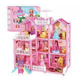 Kids Toy Simulation Doll House Villa Set Pretend Play House Assembly Toys Princess Castle Bedroom Girls Gift Toy For Children