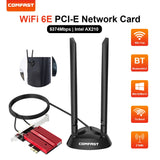 5374Mbps WiFi 6E Adapter wireless PCI-E Bluetooth 5.2 Tri-Band Network Wifi PCIe Card Adapter Antenna 2.4G/5G/6G 802.11ax For PC