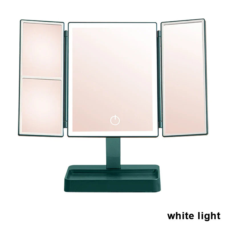 72 LED Light Vanity Mirror 1/2/3X Magnifying Cosmetic 3 Folding Makeup Mirrors 270 Rotation Stepless Dimmer Beauty Table Mirrors