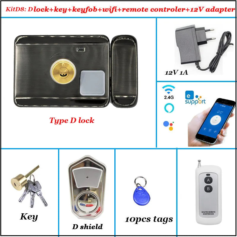 Intelligent Door Lock Video Intercom Compatible Electric Lock OR Wireless Remote Control ID Lock 125khz Wifi Access Control Lock