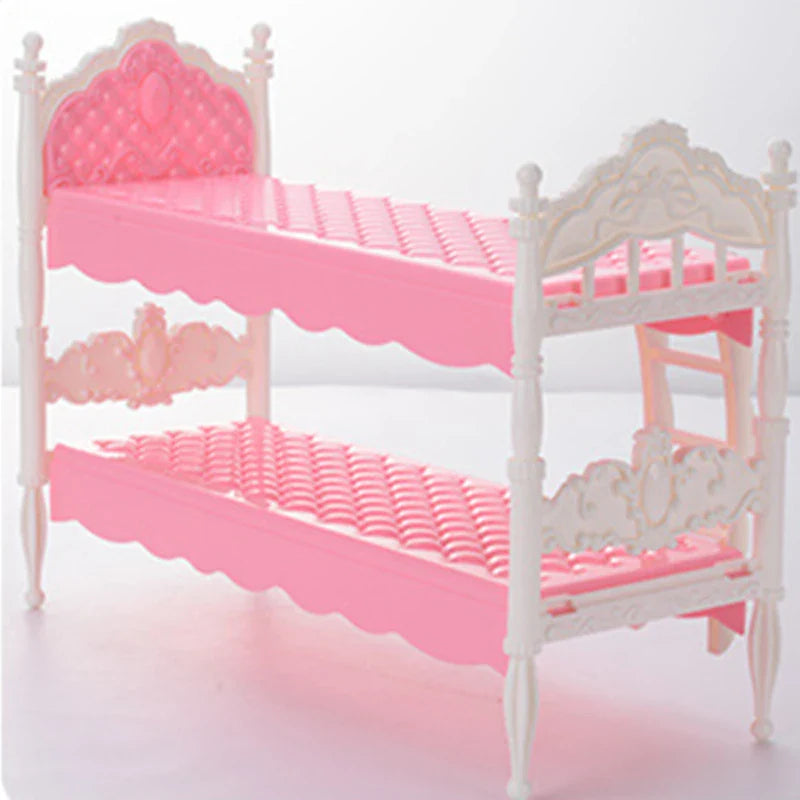 Doll Bed Children Play House For Barbie Doll Accessories Simulation European Furniture Princess Double Bed With Stairs Toys