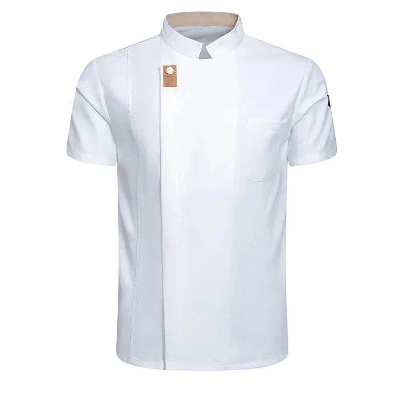 Newest Solid Mens Chef Jacket Short Long Sleeve Chef Coat Restaurant Bakery Catering Work Wear Coat Women Kitchen Cook Clothing