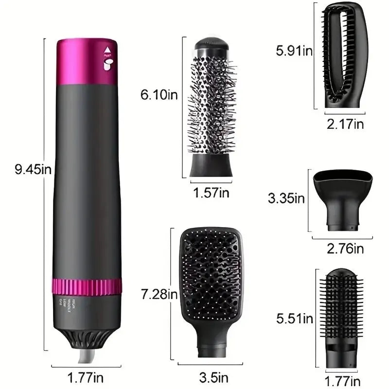 HOMEFISH 5 in 1 Hair Dryer Brush Hot Air Brush & Volumizer Styler Set with Interchangeable Brush Head Negative Ionic Blow Dryer