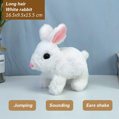 Electronic Plush Rabbit Toy Robot Bunny Walking Jumping Running Animal Shake Ears Cute Electric Pet for Kids Birthday Gifts