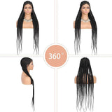 36" Embroidery Full Double Lace Braided Wigs for Women Box Braids Wig with Baby Hair Synthetic Lace Frontal Cornrow Braided Wig