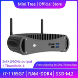 11th Gen Fanless Office Mini PC i7-1165G7 i5 1135G7 2*DDR4 NVME SSD Windows 11 Pro Barebone NUC Computer Thunderbolt 4 HDMI DP