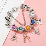 Cute Enamel Disney Princess Dress Charms Bracelet Women Colorful Glass Beads for Jewelry Making Girl Cartoon Skirt Pendants Gift