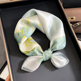 53cm Real Silk Nature Scarf Women Neckerchief Foulard Bandana Small Hairbands Fashion Floral Neck Ties for Office Lady 2023 New