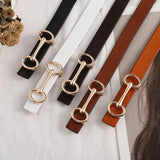 Women‘s Leather Belt for Ladies Luxury Cowhide Belts White Fashion Brand Gold Smooth Buckle Cinturones Para Mujer