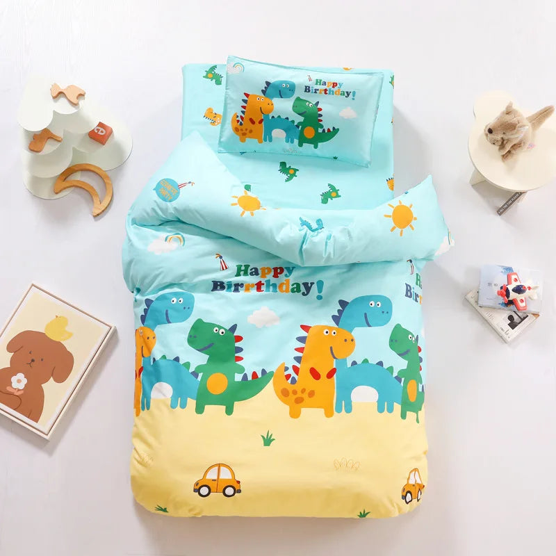 Children's Cotton Three-piece Set Kindergarten Nap Cartoon Bed Sheet Quilt Cover Cotton Bedding Kit Pillowcase CP27