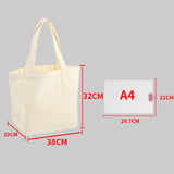 Large Capacity Canvas Shopping Bags DIY Folding Eco-Friendly Cotton Tote Bags Shoulder Bag Reusable Grocery Handbag Beige White