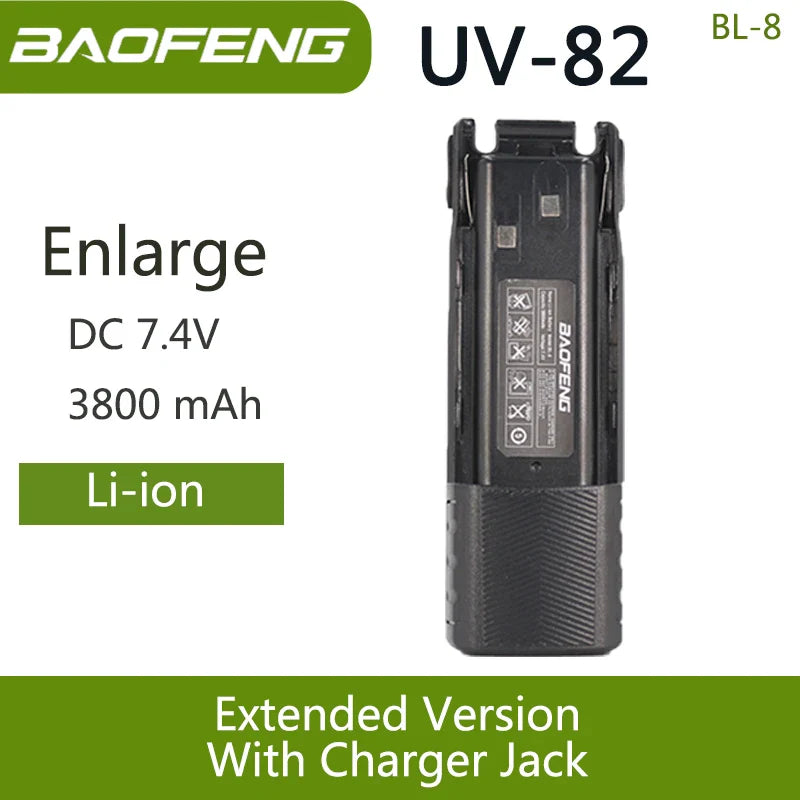 Baofeng UV 82 BL-8 Battery Walkie Talkie Ham Radio 2800/3800/4200 mAh Enlarge UV82 Plus UV-8D UV-82WX Original Radio Accessories