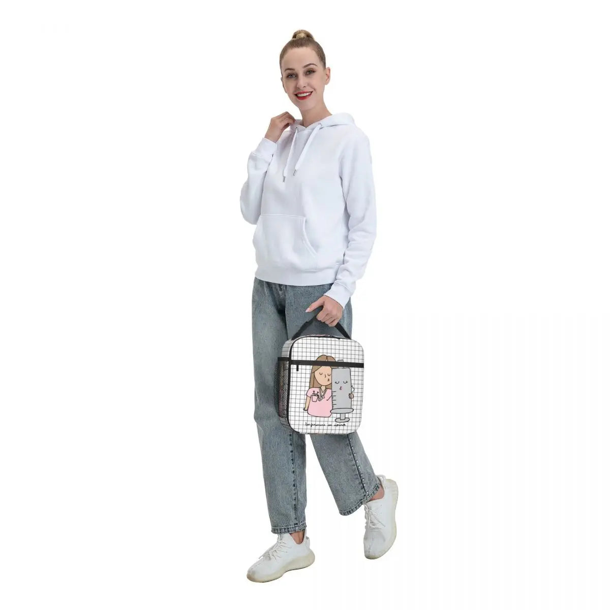 Cartoon Enfermera Insulated Lunch Bag for Women Leakproof Cartoon Nurse Cooler Thermal Lunch Box Office Work School