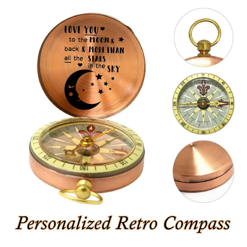 Anniversary Compass Gifts for Husband Boyfriend Men Him Engraved Compass Personalized Wedding Gift Compasses to Groom Bride