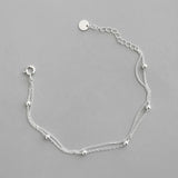 F.I.N.S 925 Sterling Silver Fashion Women's Bracelet Double Layer Beads Charm Bracelet For Women Girls Friendship Bracelets