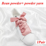 1 Pair Silk Shoe Laces Satin Ribbon Flat Shoelaces Girls Casual Canvas Shoes Double-sided Weaving White Shoe Lace Accessories